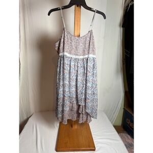 Kensie Floral Empire Waist Ruffle Mini Dress Blue Orange White Size Medium